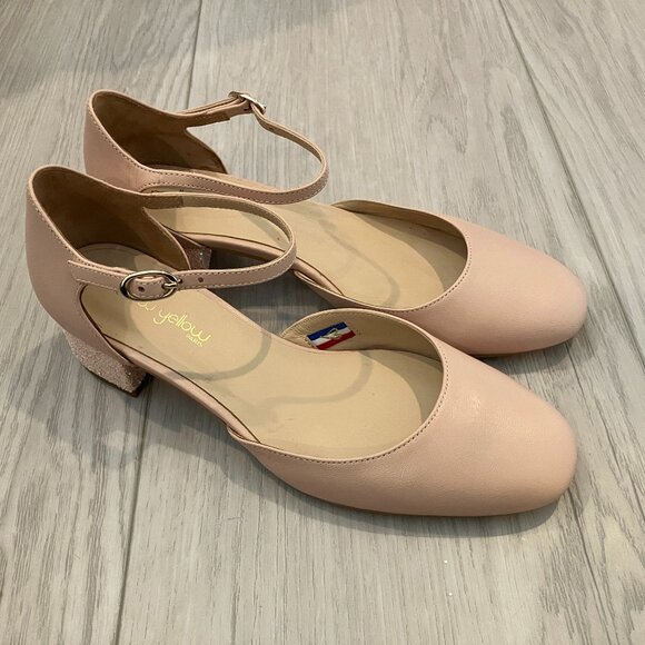 Mellow Yellow Ballet Pink Heels with Glitter - Picture 1 of 7